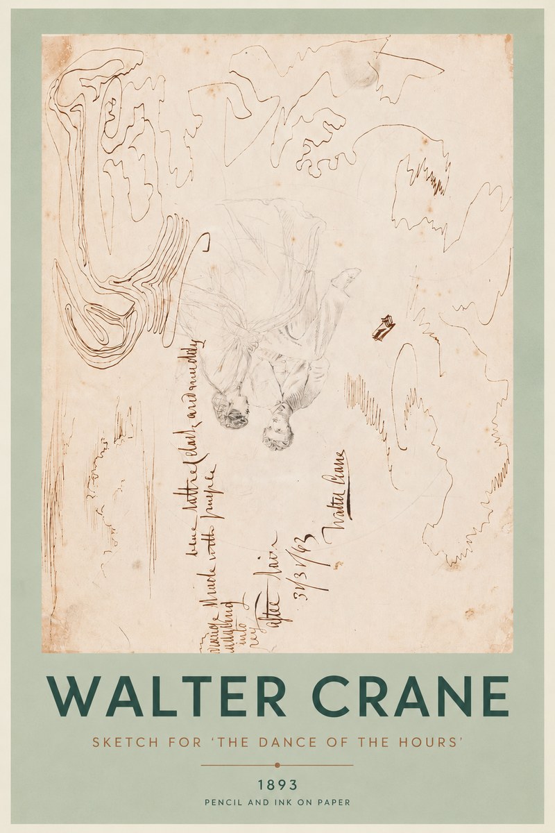 Walter Crane Sketch for 'the Dance of the Hours' No4 - Plakat
