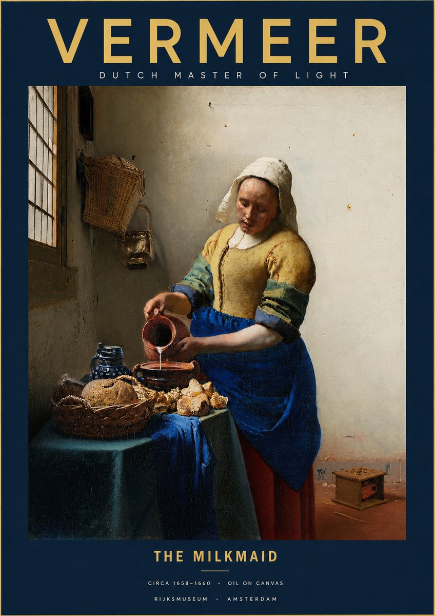 Vermeer The Milkmaid No2 - Plakat