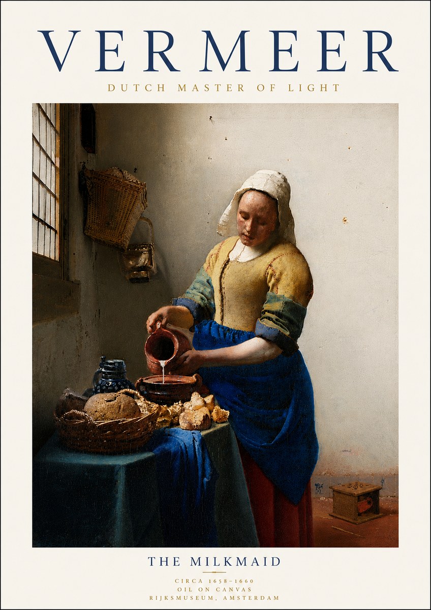 Vermeer The Milkmaid No6 - Plakat