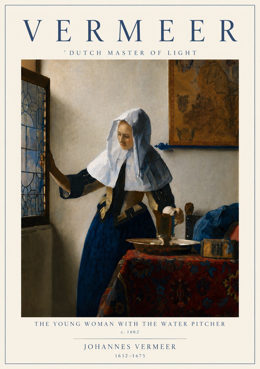 Vermeer The Young Woman with the Water Pitcher No6 - Plakat