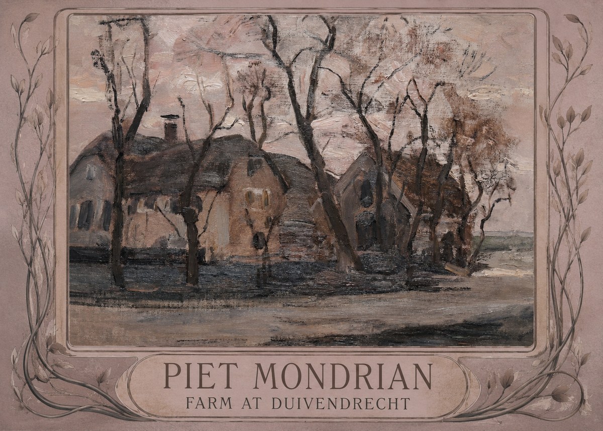 Piet Mondrian Farm at Duivendrecht No4 - Plakat