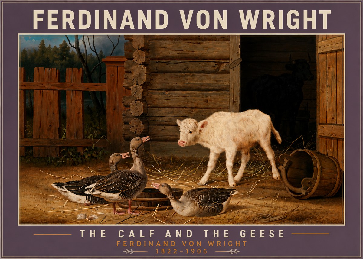 Ferdinand von Wright The Calf and the Geese No6 - Plakat
