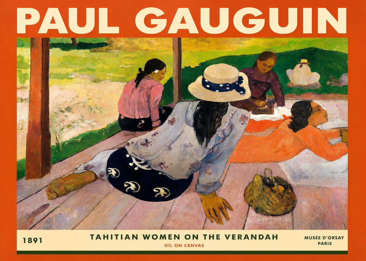 Paul Gauguin Tahitian Women on the Verandah No3 - Plakat