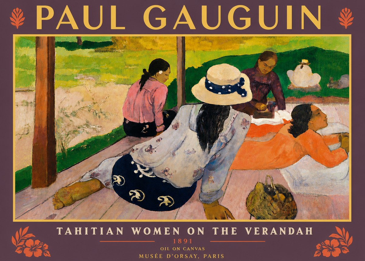 Paul Gauguin Tahitian Women on the Verandah No5 - Plakat