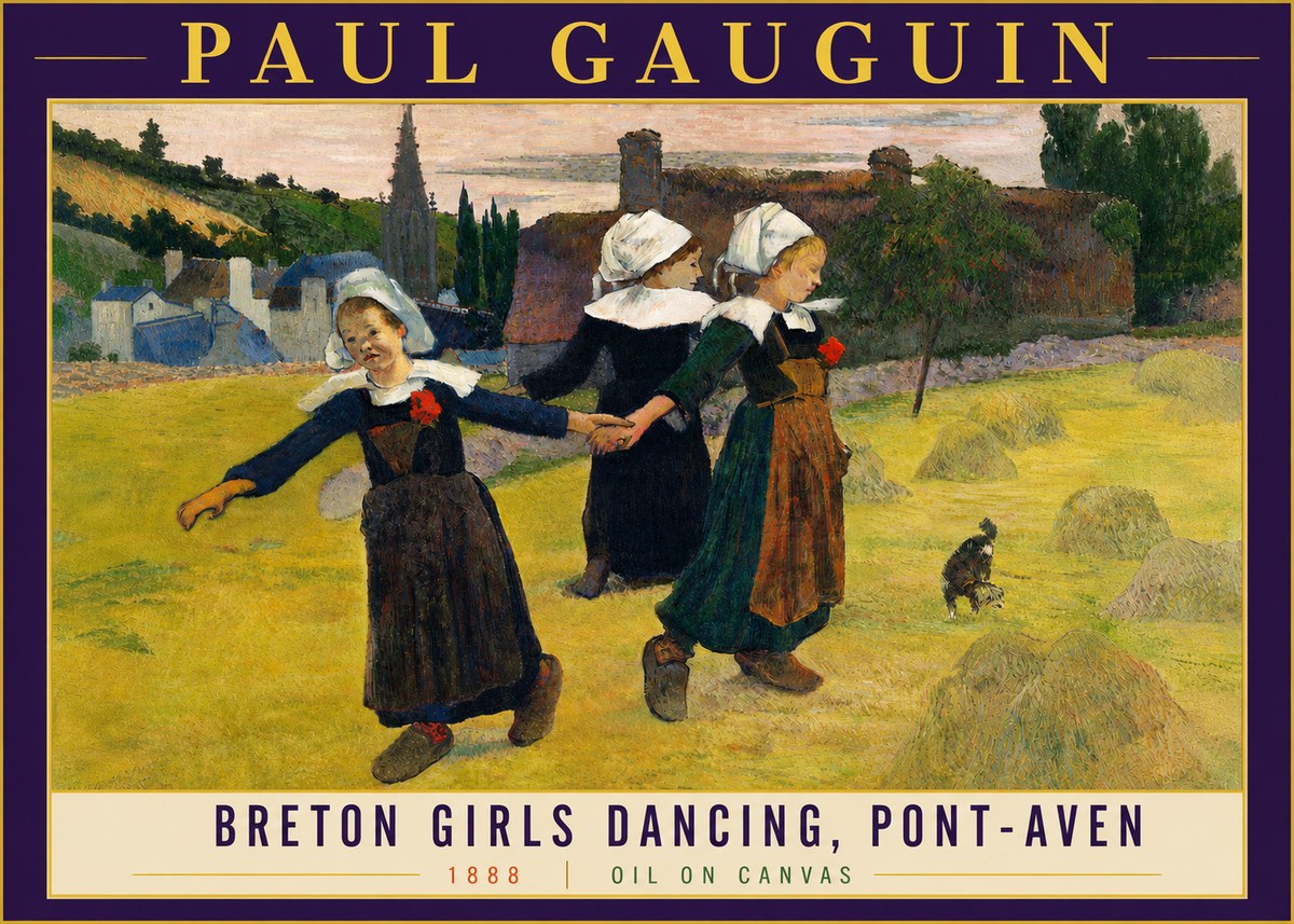 Paul Gauguin Breton Girls Dancing, Pont-aven No4 - Plakat