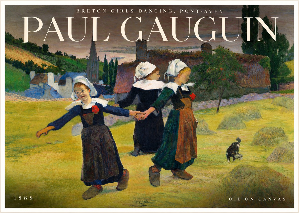Paul Gauguin Breton Girls Dancing, Pont-aven No6 - Plakat