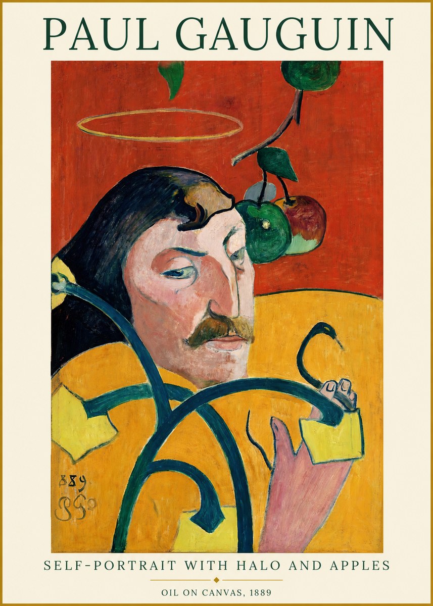 Paul Gauguin Self-portrait with Halo and Apples No1 - Plakat
