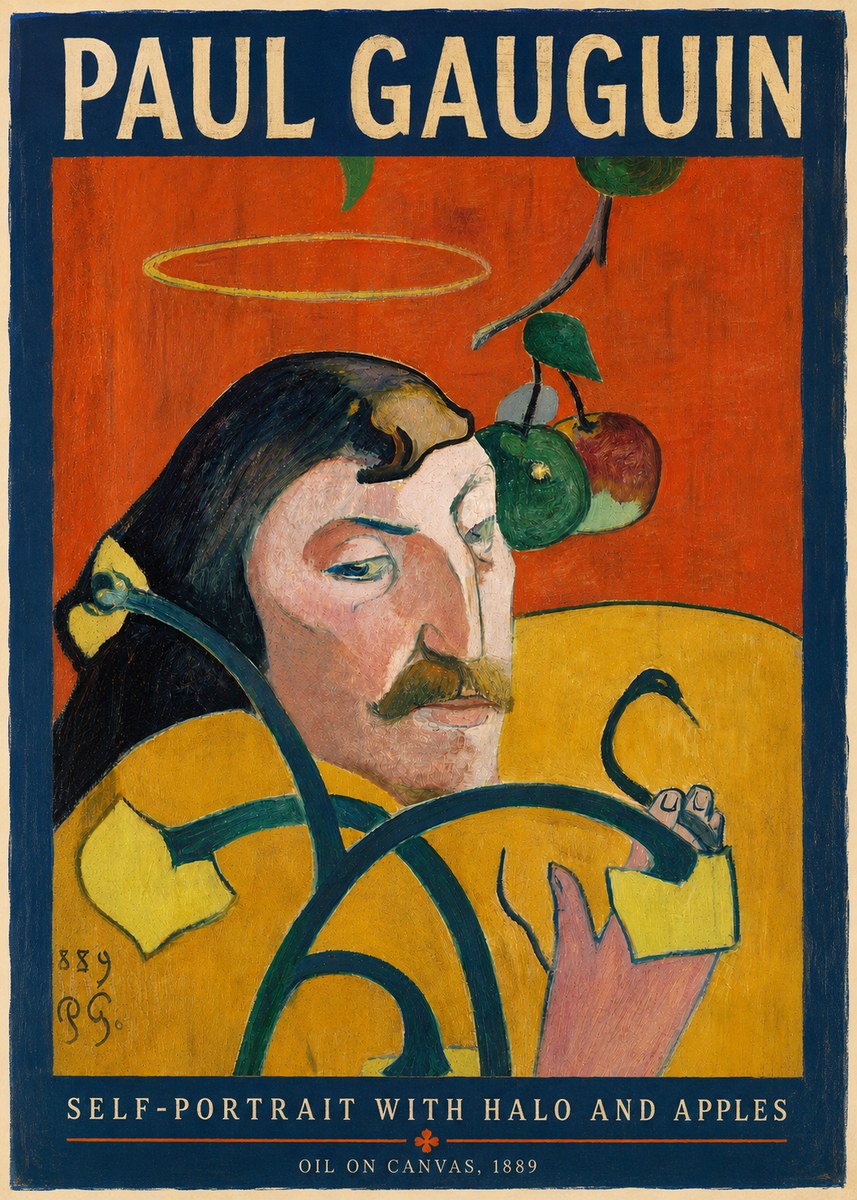 Paul Gauguin Self-portrait with Halo and Apples No4 - Plakat