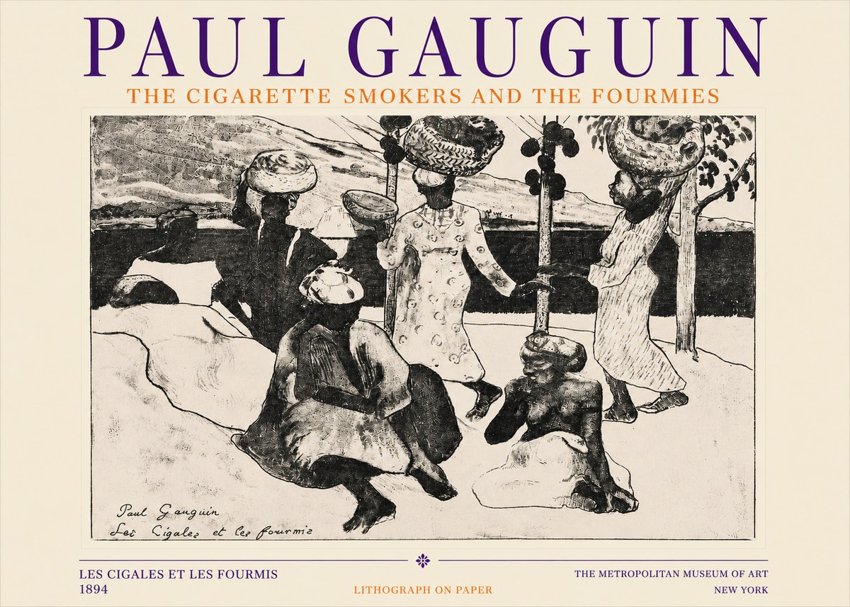 Paul Gauguin The Cigarette Smokers and the Fourmies No3 - Plakat