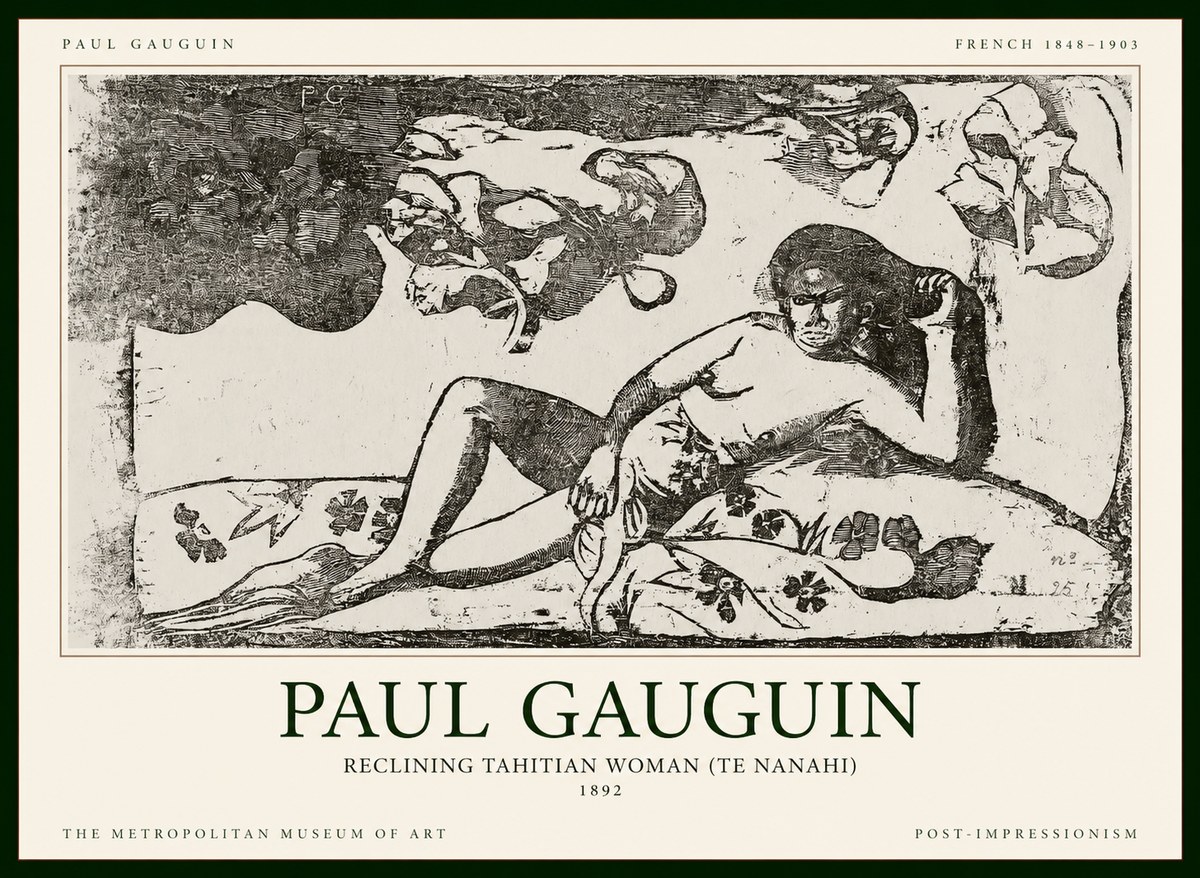 Paul Gauguin Reclining Tahitian Woman (Te Nanahi) No1 - Plakat
