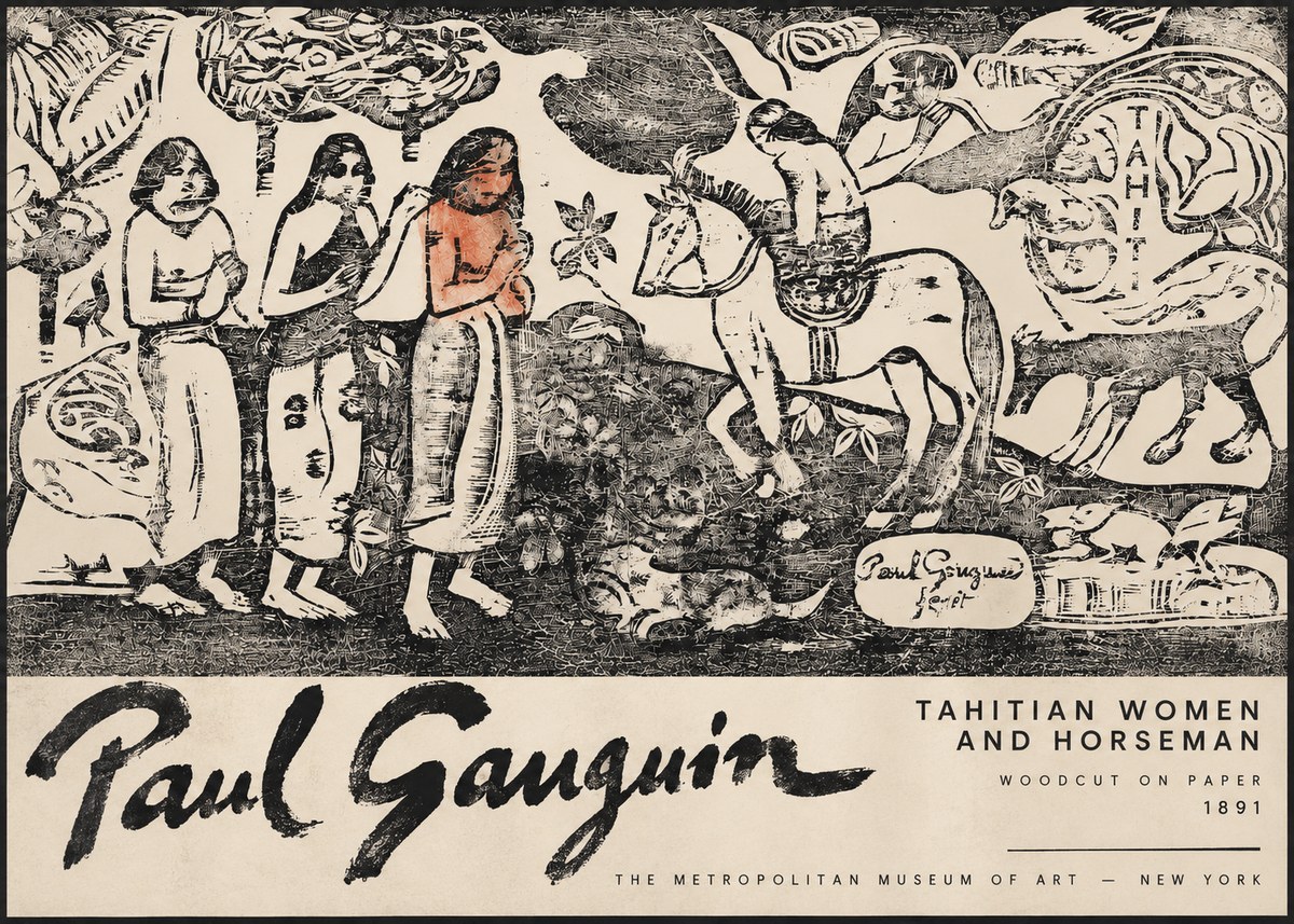 Paul Gauguin Tahitian Women and Horseman No3 - Plakat