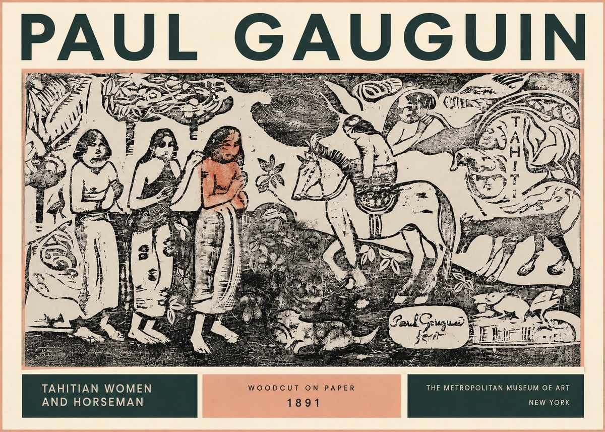 Paul Gauguin Tahitian Women and Horseman No4 - Plakat