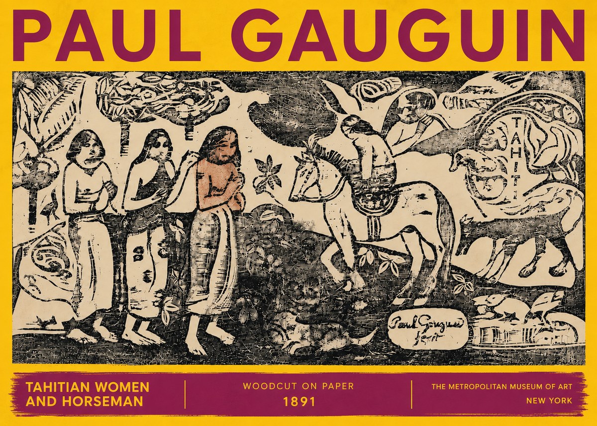 Paul Gauguin Tahitian Women and Horseman No6 - Plakat