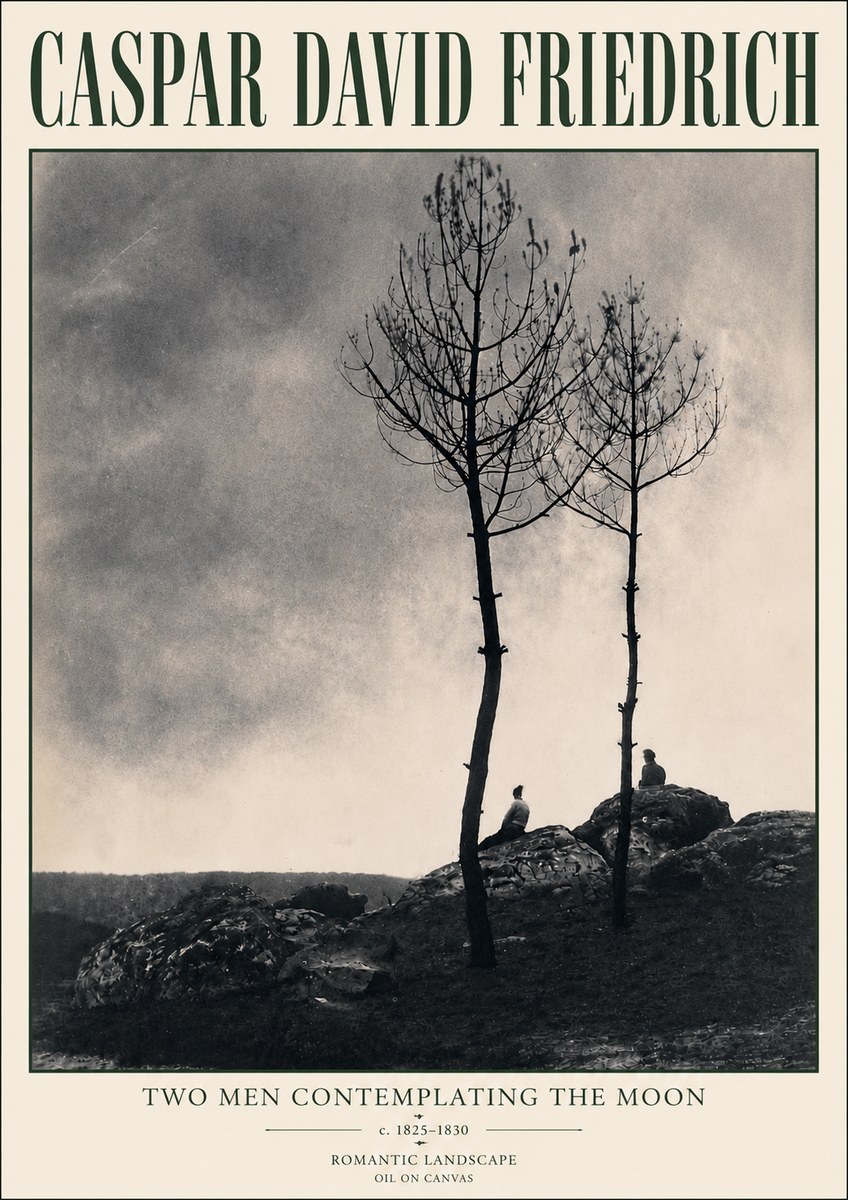 Caspar David Friedrich Two Men Contemplating the Moon III No6 - Plakat