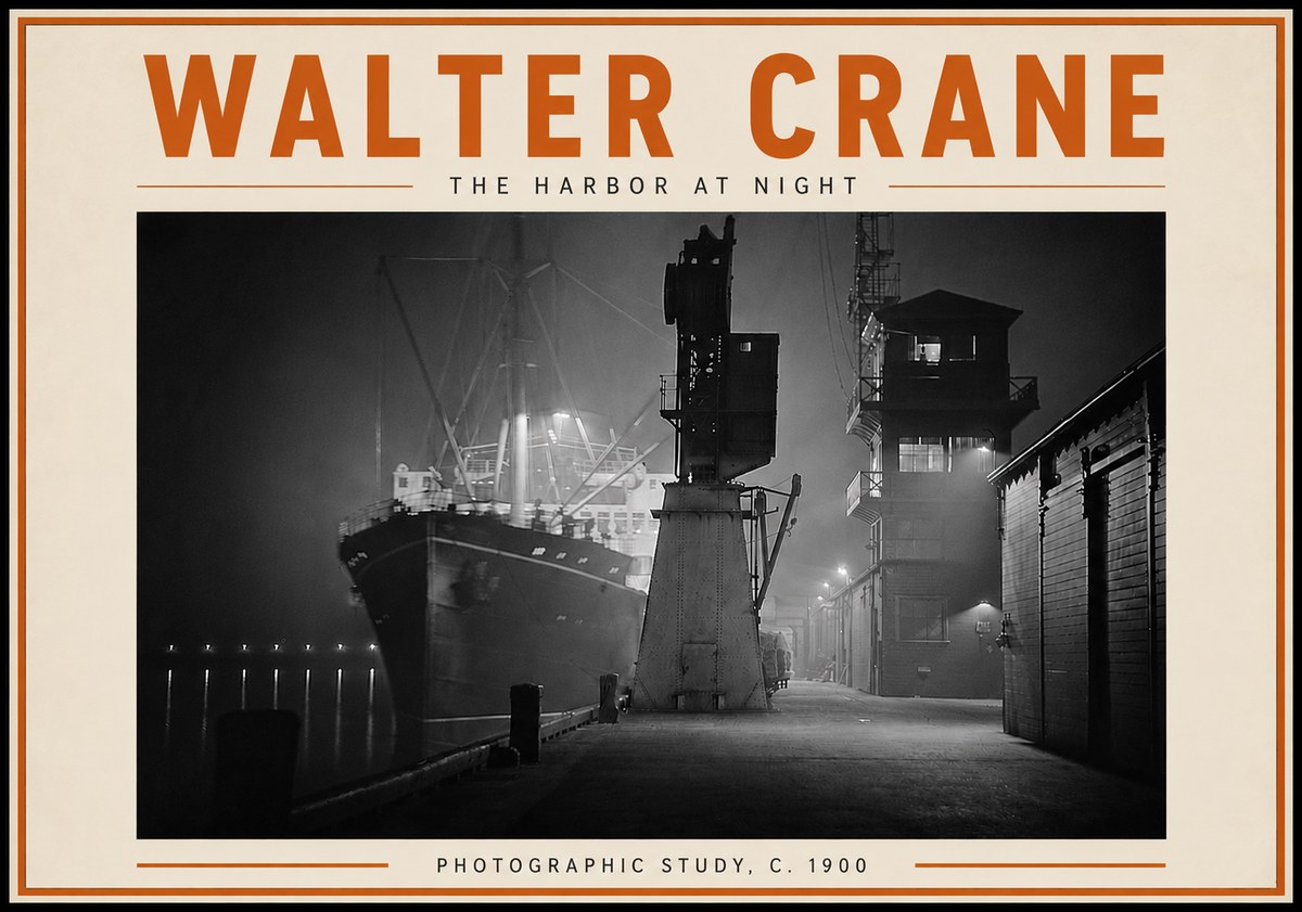 Walter Crane The Harbor at Night No6 - Plakat