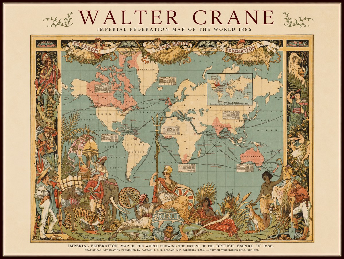 Walter Crane Imperial Federation Map of the World 1886 No1 - Plakat
