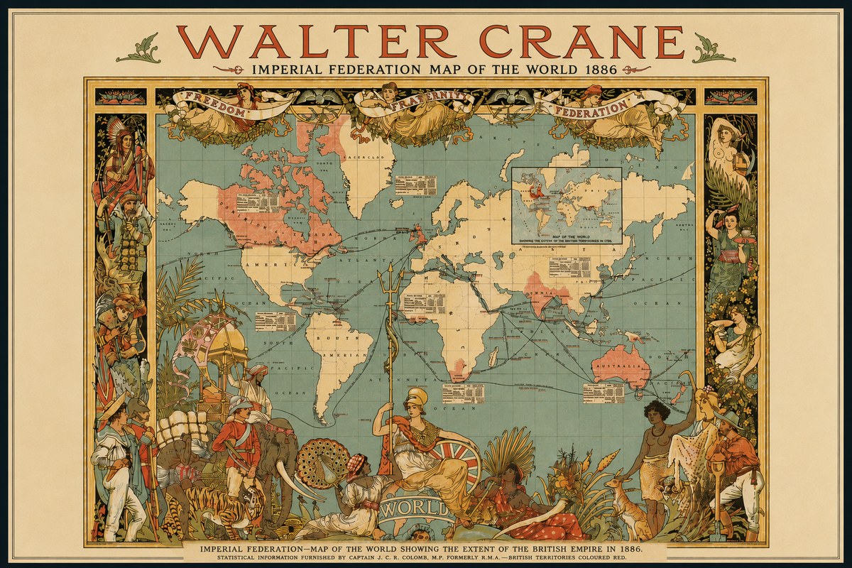 Walter Crane Imperial Federation Map of the World 1886 No3 - Plakat