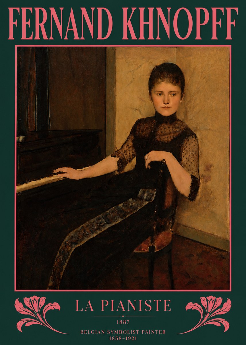 Fernand Khnopff The Piano, 1889 No3 - Plakat