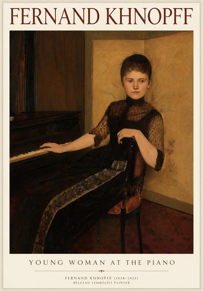 Fernand Khnopff The Piano, 1889 No4 - Plakat