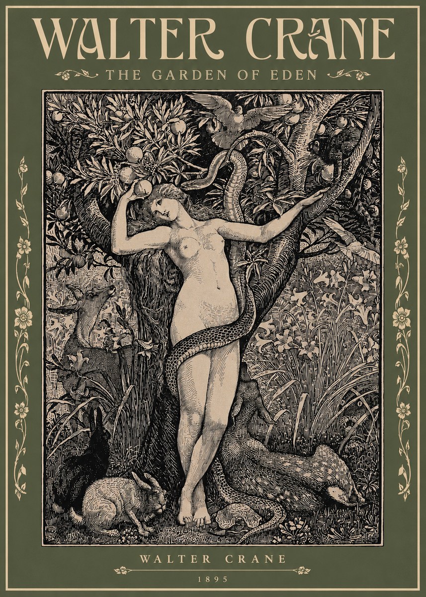 Walter Crane The Garden of Eden No2 - Plakat