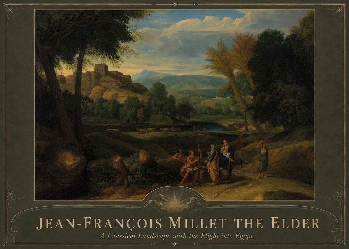 Jean-François Millet A Classical Landscape with the Flight into Egypt No4 - Plakat