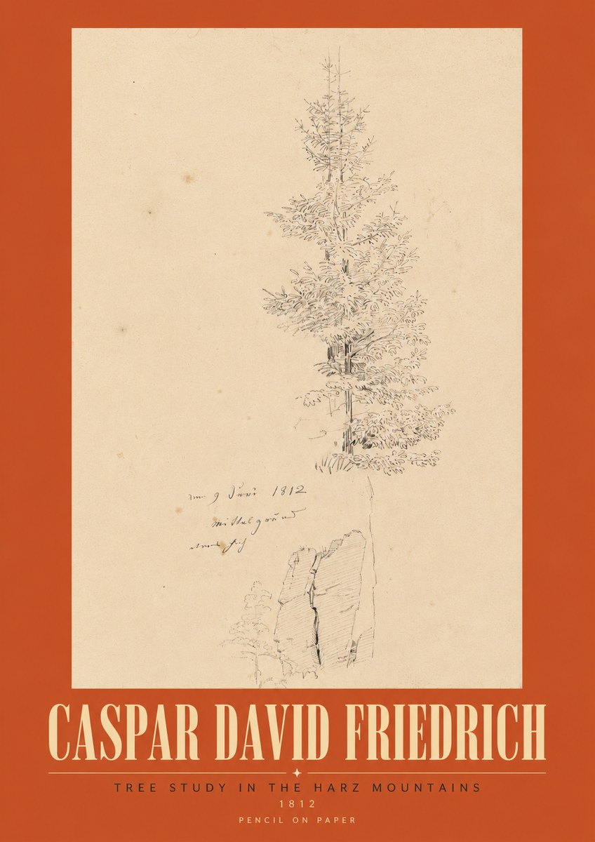 Caspar David Friedrich Tree Study in the Harz Mountains No3 - Plakat