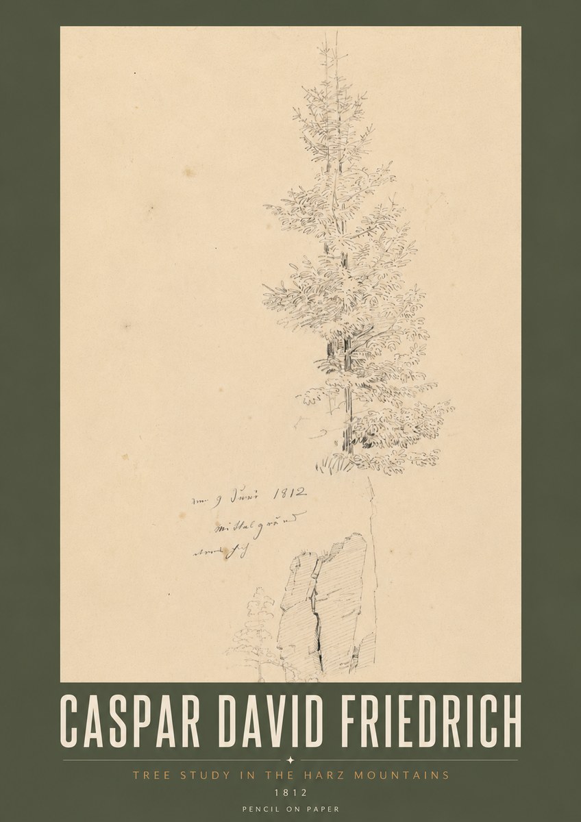 Caspar David Friedrich Tree Study in the Harz Mountains No5 - Plakat