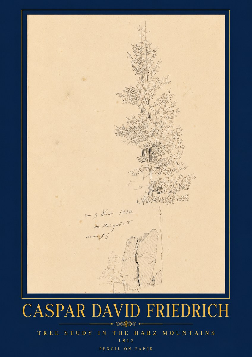 Caspar David Friedrich Tree Study in the Harz Mountains No6 - Plakat