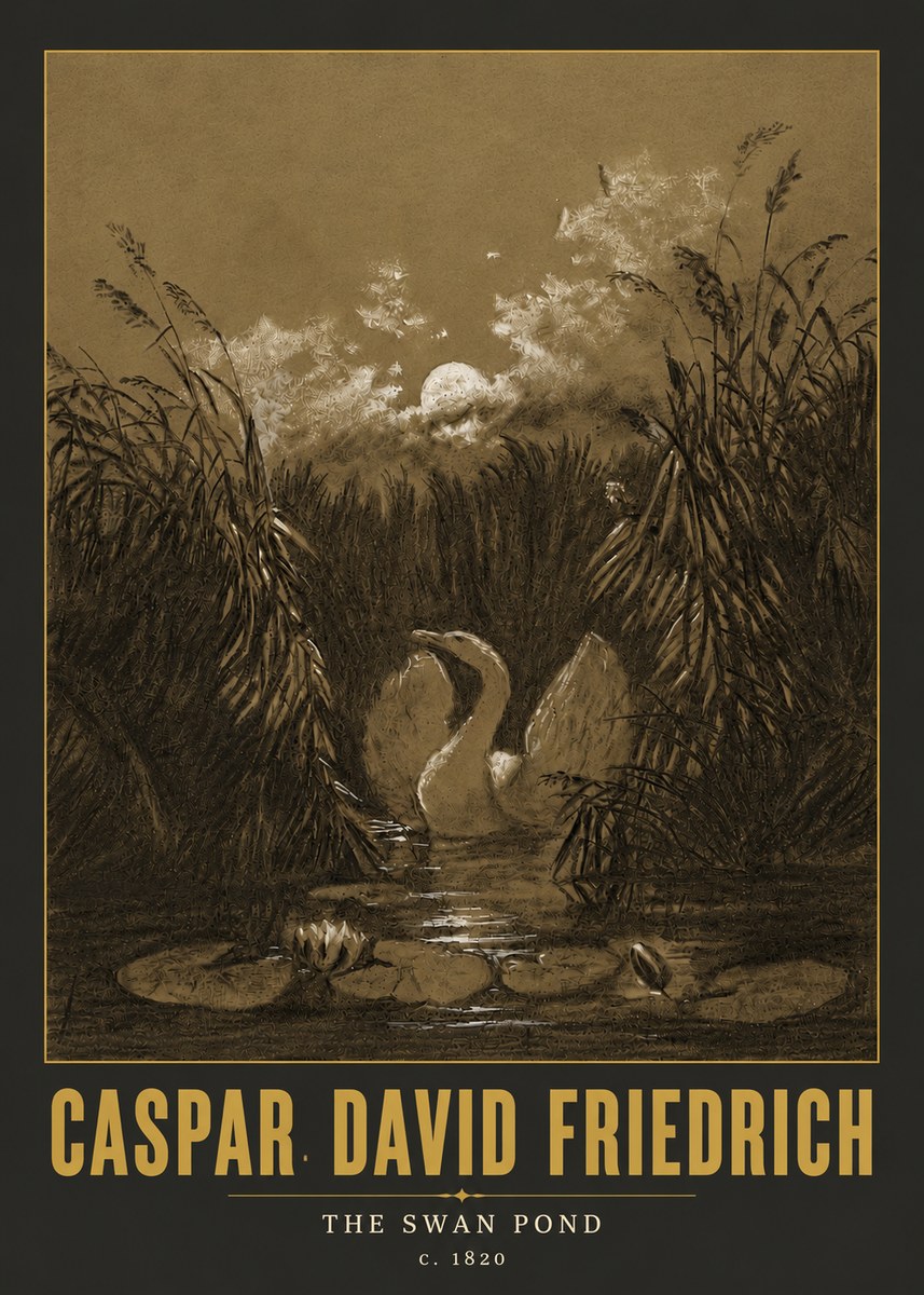 Caspar David Friedrich The Swan Pond No6 - Plakat