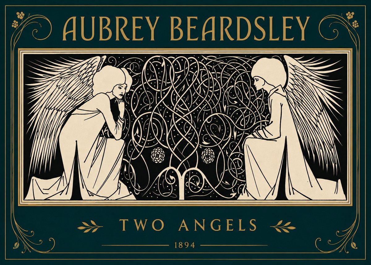 Aubrey Beardsley Two Angels No4 - Plakat