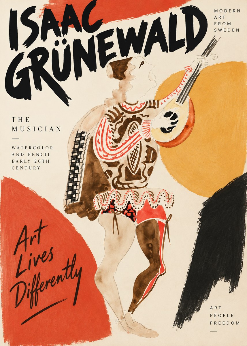 Isaac Grünewald The Lute Player No4 - Plakat
