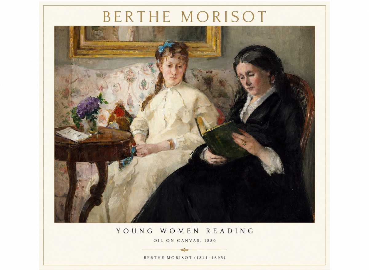 Berthe Morisot Young Women Reading No1 - Plakat