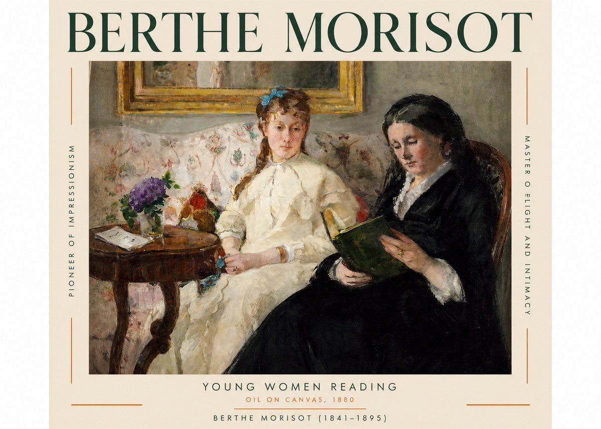 Berthe Morisot Young Women Reading No3 - Plakat