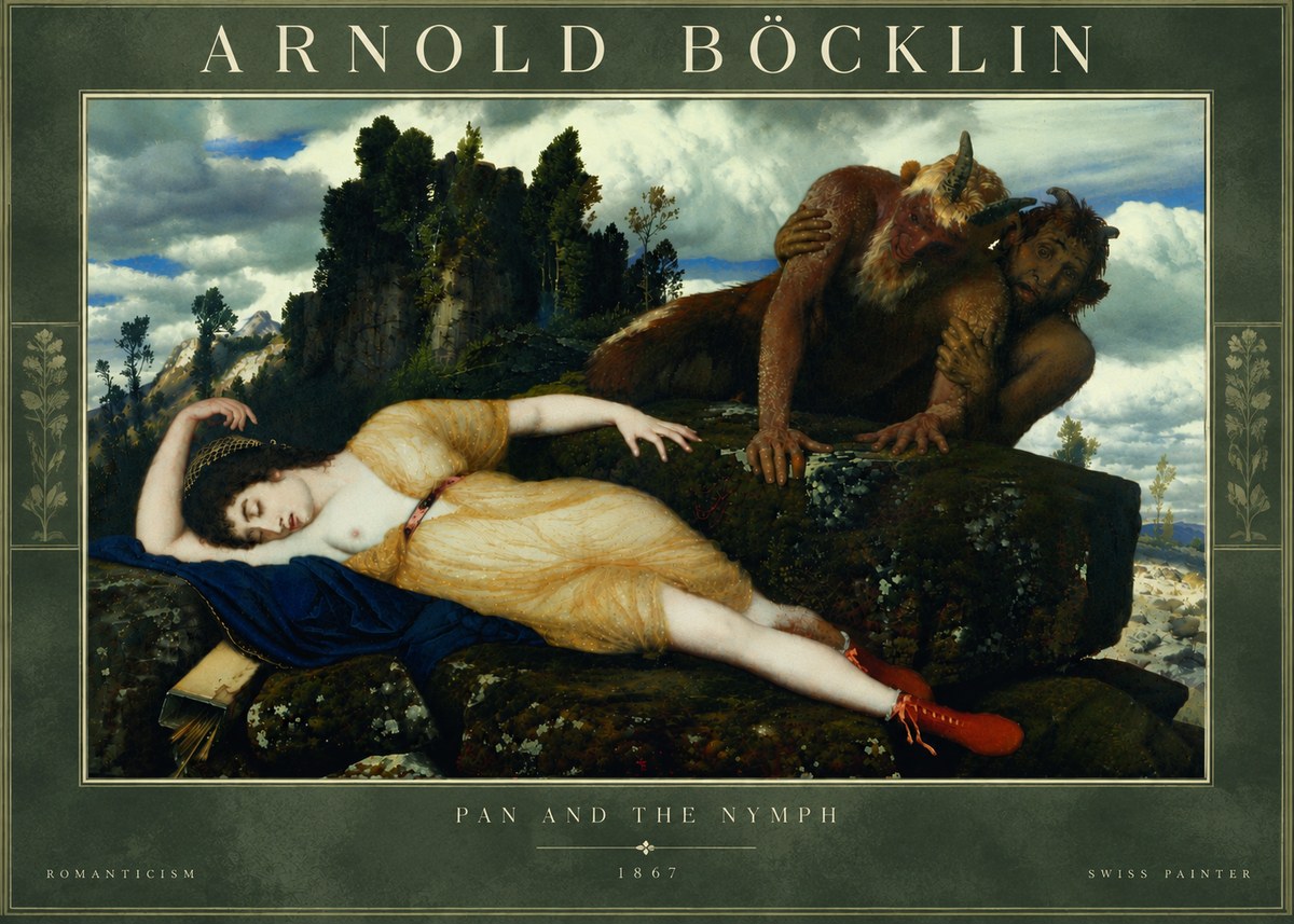 Arnold Böcklin Pan and the Nymph No6 - Plakat