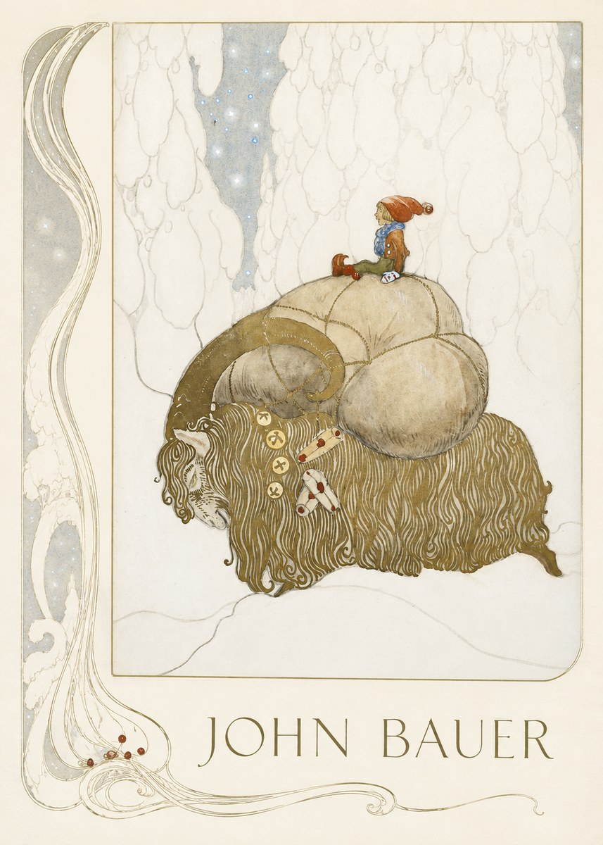 John Bauer The Boy and the Musk Ox No2 - Plakat