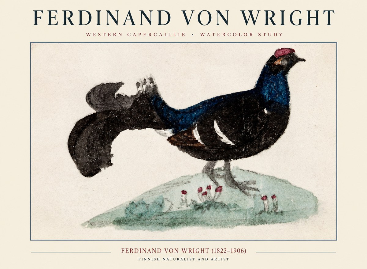 Ferdinand von Wright Western Capercaillie - Watercolor Study No1 - Plakat