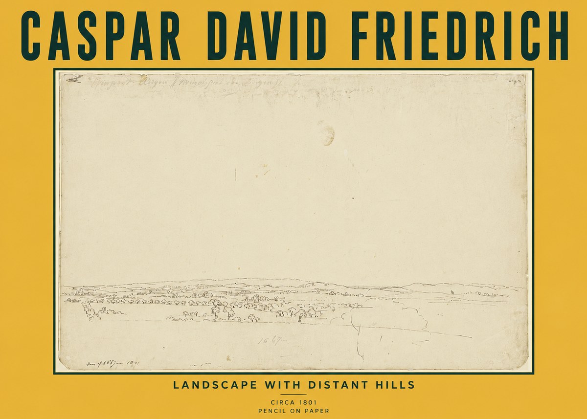Caspar David Friedrich Landscape with Distant Hills No6 - Plakat