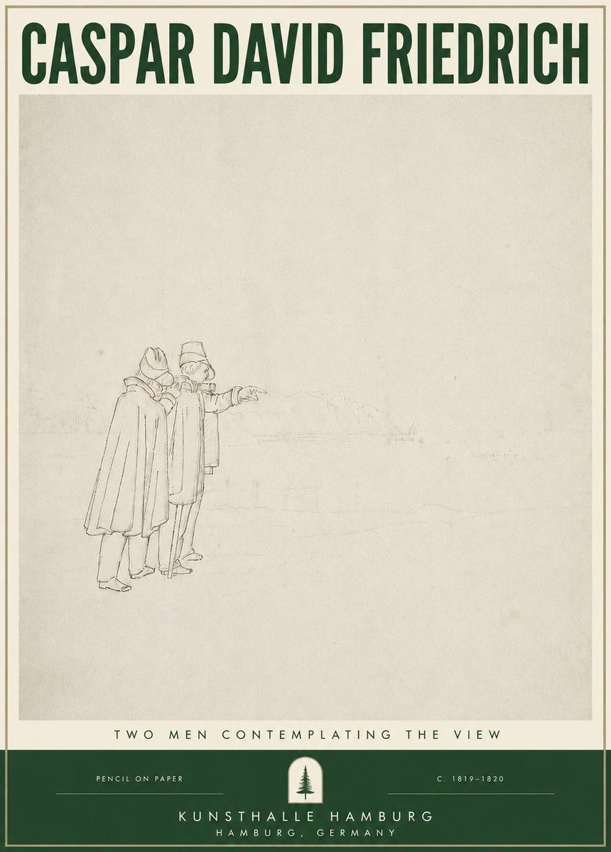 Caspar David Friedrich Two Men Contemplating the View No3 - Plakat