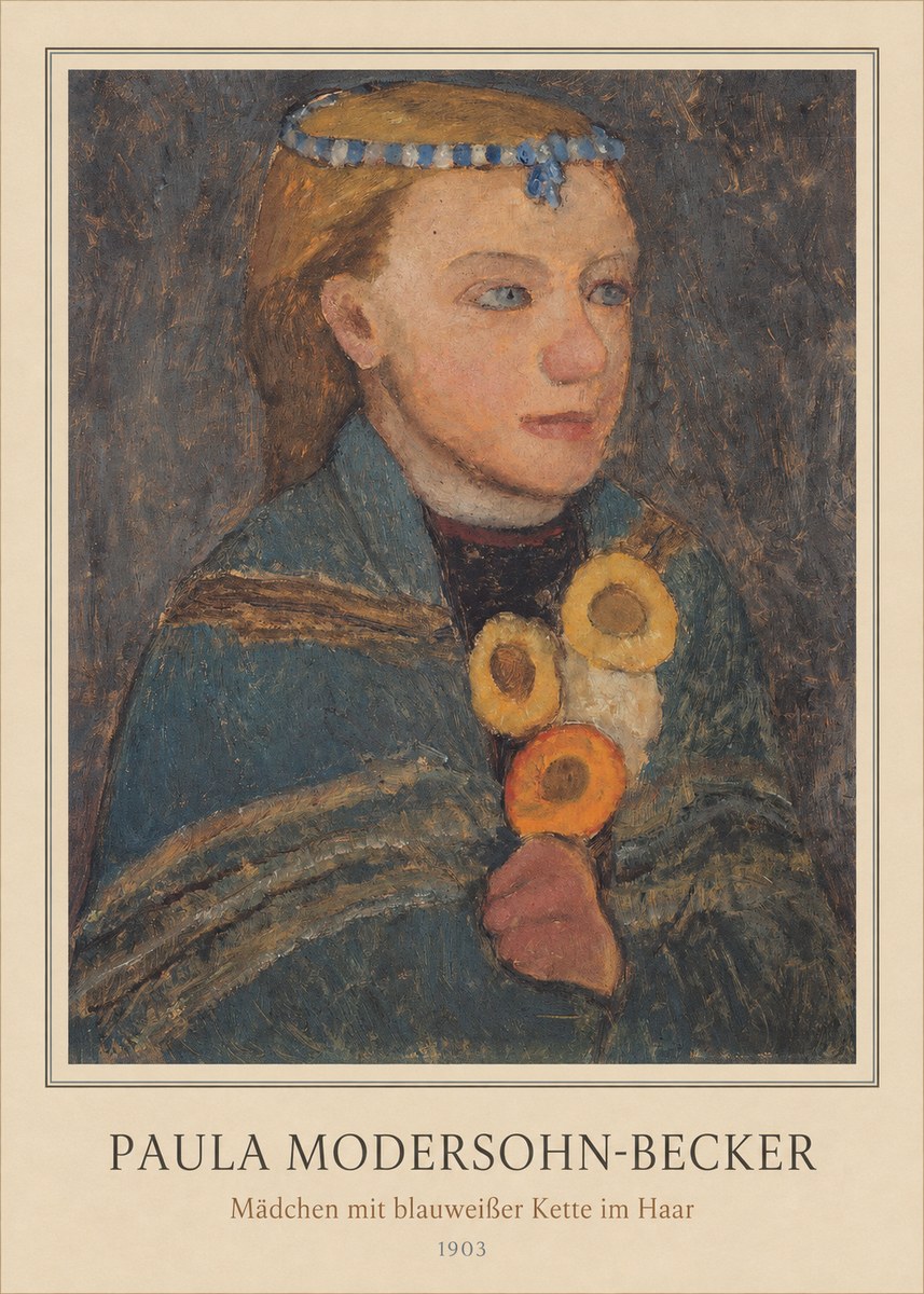 Paula Modersohn-Becker Mädchen Mit Blauweißer Kette Im Haar No3 - Plakat