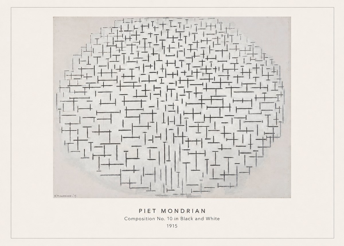 Piet Mondrian Composition 10 in Black and White No4 - Plakat