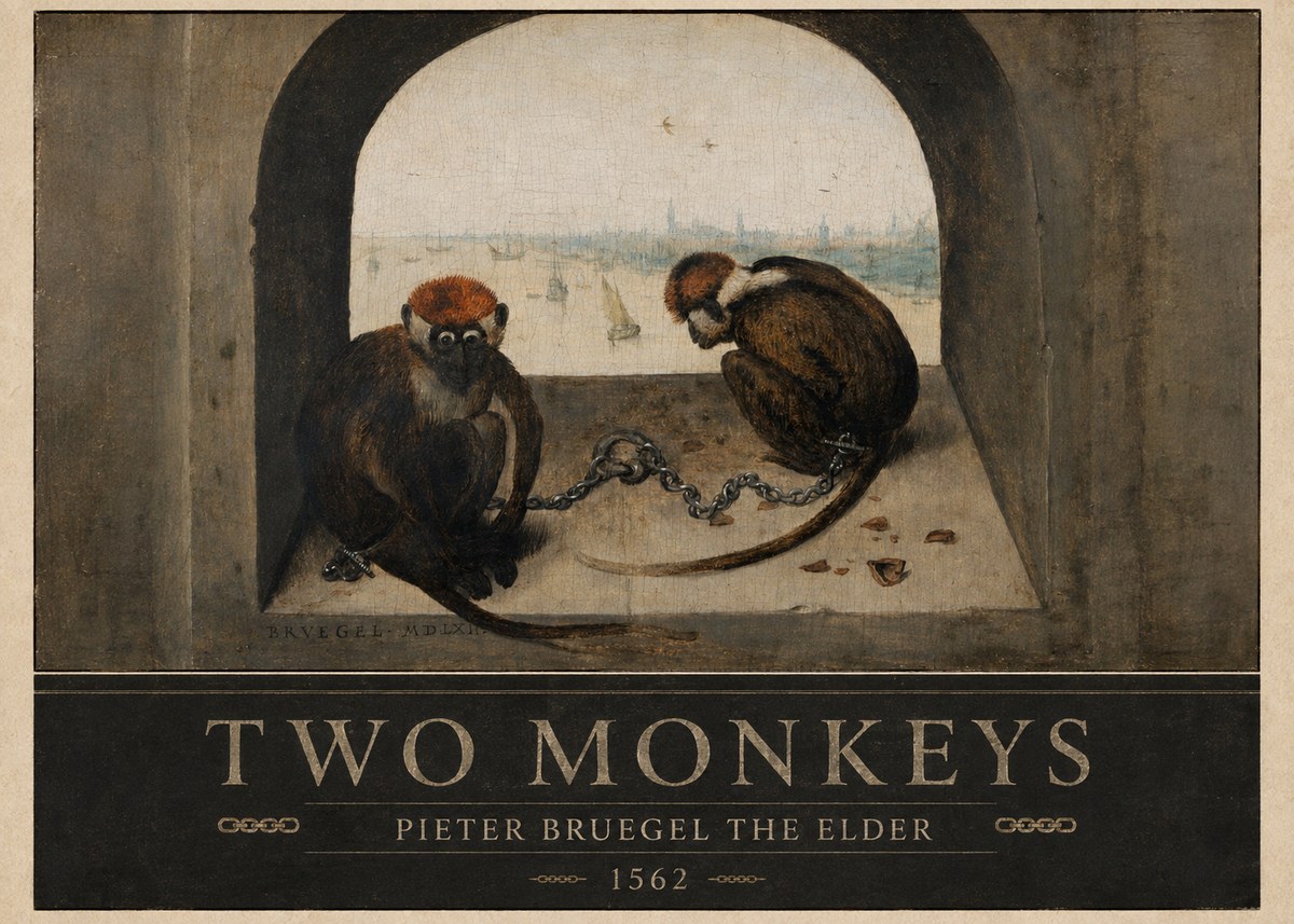 Pieter Bruegel Two Monkeys II No4 - Plakat