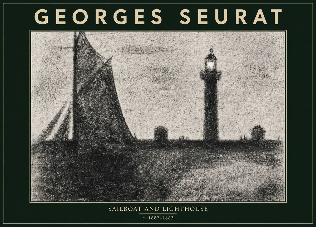 Seurat Sailboat and Lighthouse No5 - Plakat