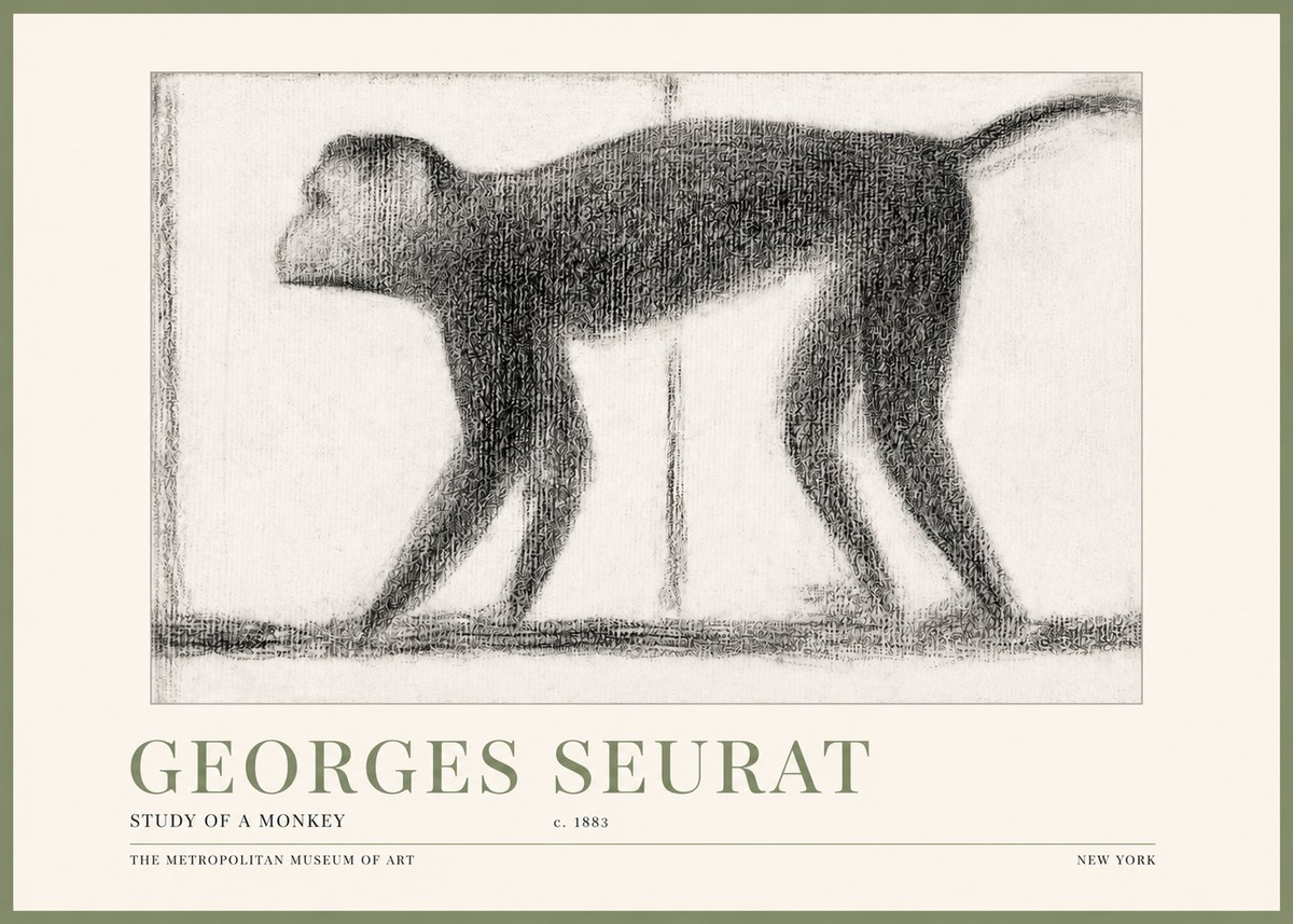 Seurat Study of a Monkey No3 - Plakat