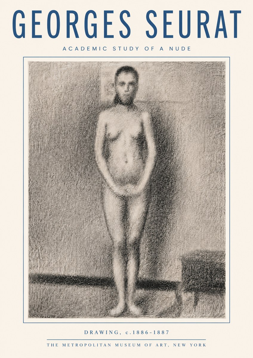 Seurat Academic Study of a Nude No5 - Plakat