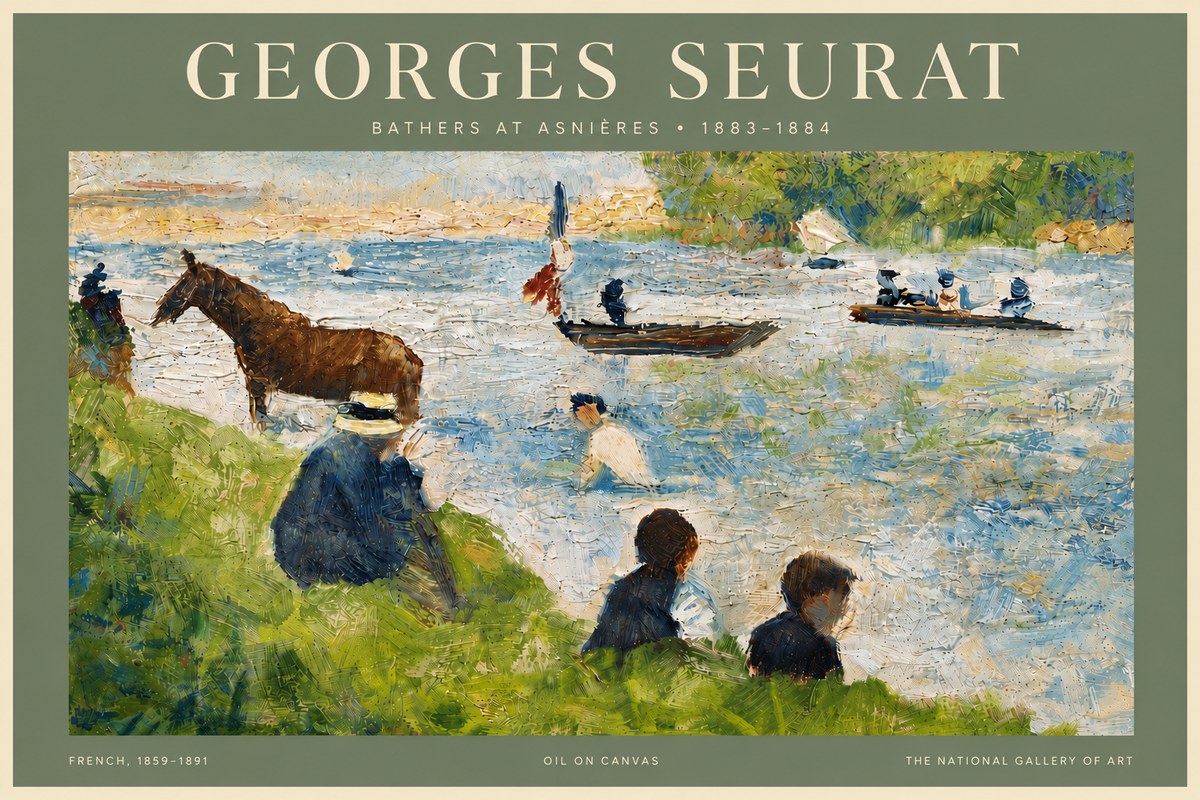 Seurat Bathers at Asnières II No6 - Plakat