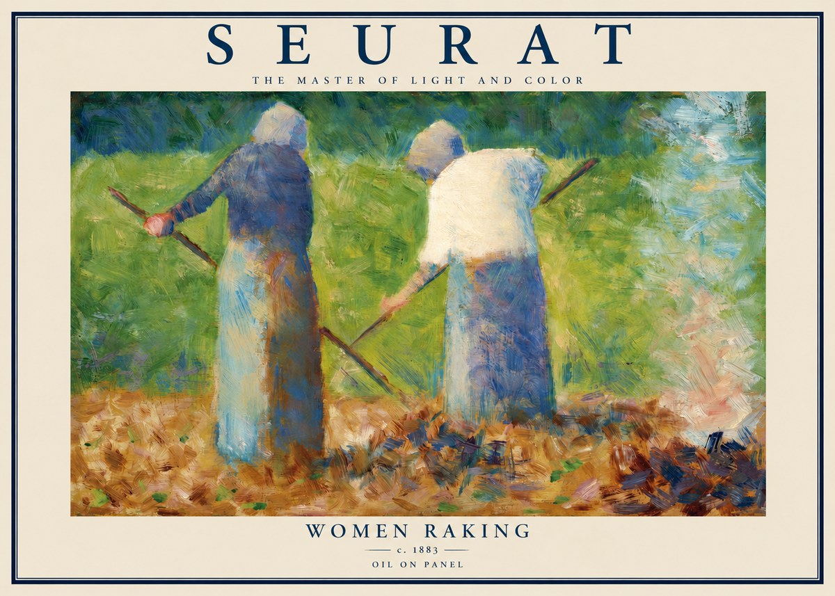 Seurat Women Raking No2 - Plakat