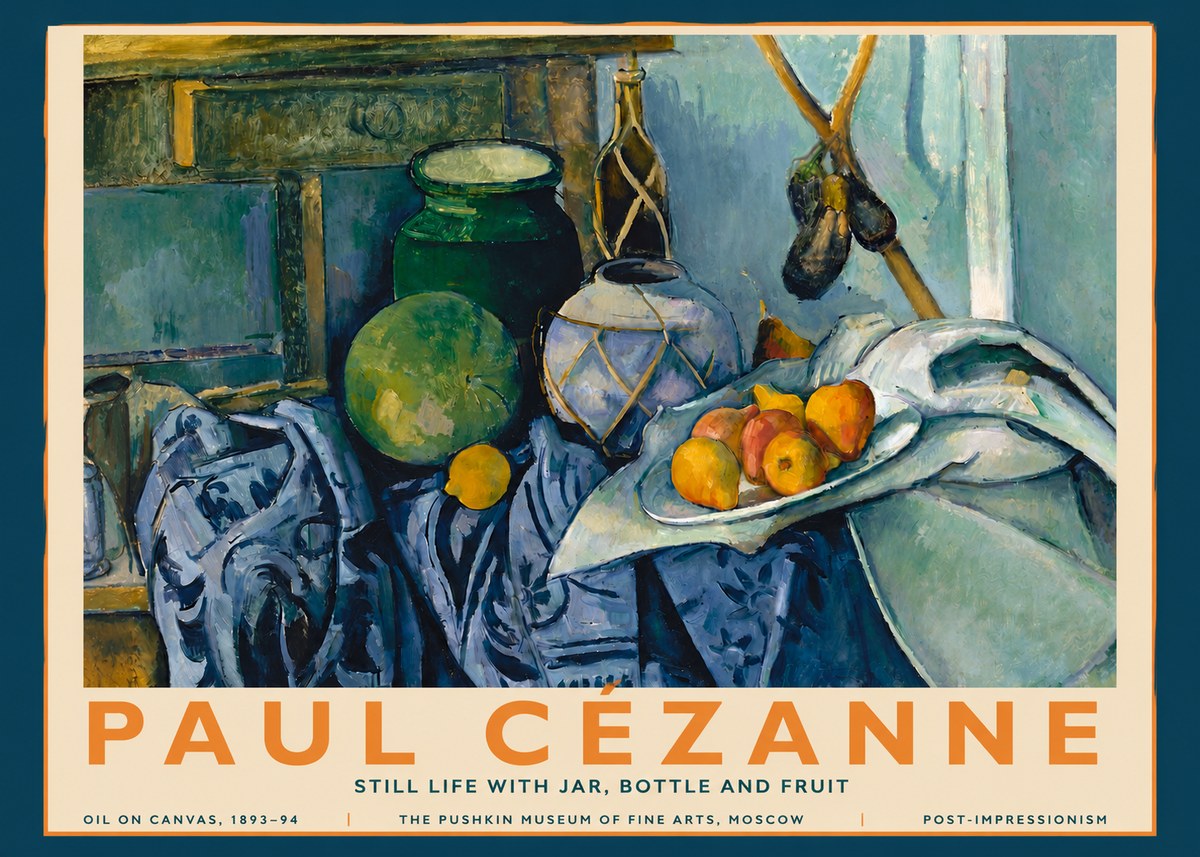 Paul Cézanne Still Life with Jar, Bottle and Fruit No3 - Plakat