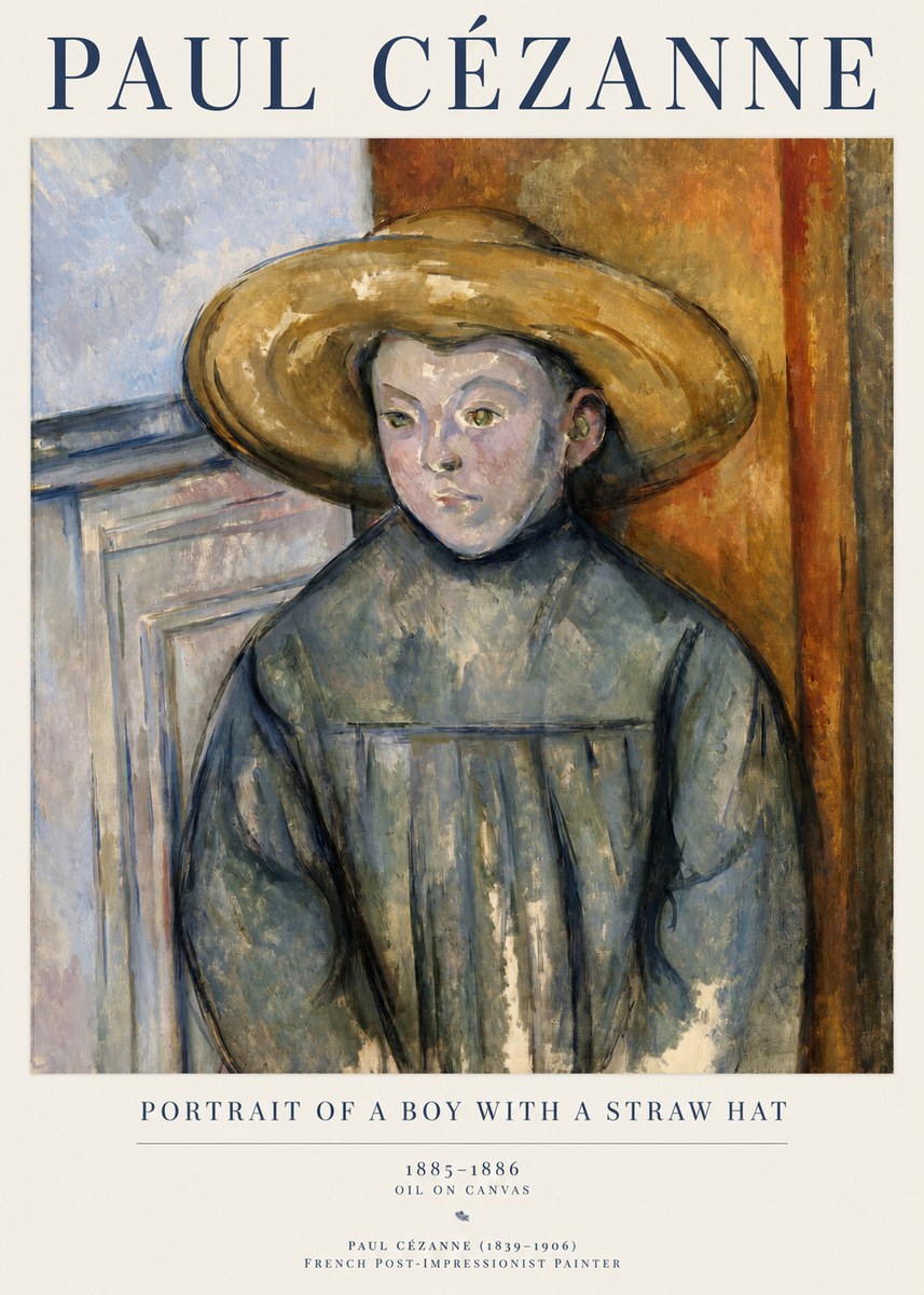 Paul Cézanne Portrait of a Boy with a Straw Hat No1 - Plakat