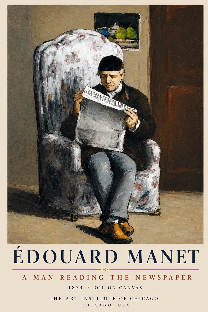 Édouard Manet A Man Reading the Newspaper No4 - Plakat