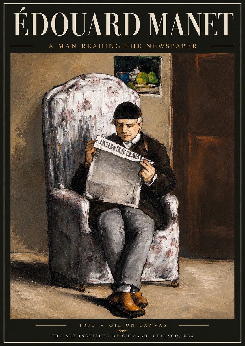 Édouard Manet A Man Reading the Newspaper No5 - Plakat